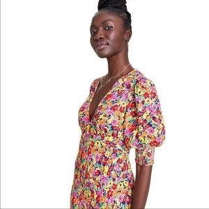 Floral puff sleeve midi dress